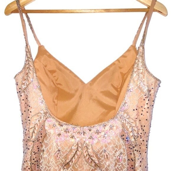 Jovani Style 49569 Fit & Flare Beaded Embroidered Mermaid Blush Gown Size 6 - Picture 13 of 16